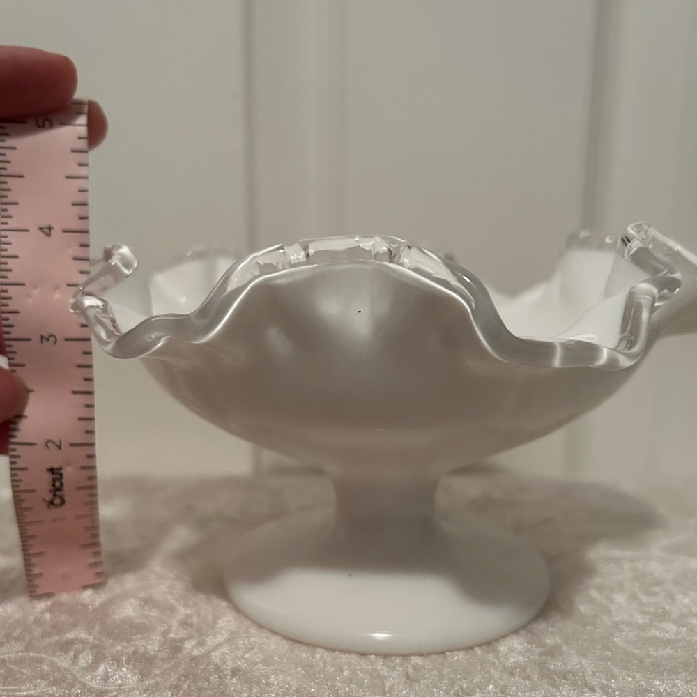 Vintage Fenton Silver Crest Milk Glass